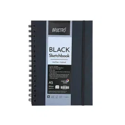 Brustro Wiro Bound Sketchbook A5 Paper 200 GSM 80 Pages, Black-44