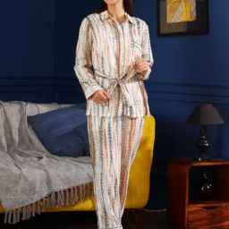 Dusk Attire White Wavy Affair Tie & Dye Co-ord Set-image-49