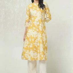 Soch Yellow Regular Fit Floral Print Kurta-image-7