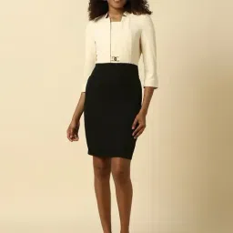 Allen Solly Women Beige Patterned Formal Dress-image-3