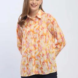 MADAME Orange Printed Shirt-image-47