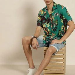 Hancock Green Relaxed Fit Print Shirts-picture-35