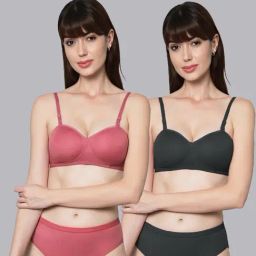 AROUSY Black & Maroon Cotton Bra Panty Set - Pack Of 2-picture-9