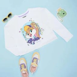 Pantaloons Junior Girls Bright White Cotton Character Based Full Sleeves T-Shirts-image-34