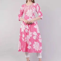 JIDI FASHION Women Floral Printed Sequinned Anarkali Kurta-picture-28