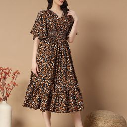 Krunal Raiyani Women Animal Print Fit & Flare Midi Dress-picture-3