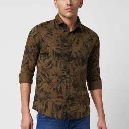Spykar Green Cotton Slim Fit Printed Shirt-image-20