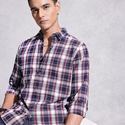 WROGN Opaque Checked Pure Cotton Casual Shirt-image-89