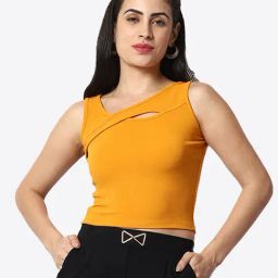 Prettify Yellow Regular Fit Crop Top-picture-23