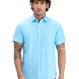 Colorplus Blue Tailored Fit Texture Shirt-image-25