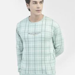 Crimsoune Club Green Regular Fit Checks Sweatshirt-image-9