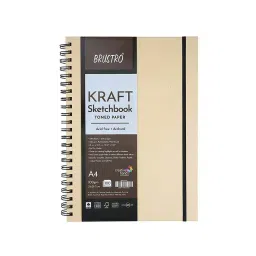 Brustro Wiro Bound Kraft Sketchbook A4 Mid Toned 100 GSM (100 Sheets) 200 Pages-10