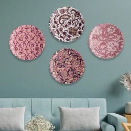 Nestroots Ikat Print Multicolor Porcelain Wall Plate - Set of 5-picture-4