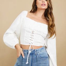 Styli White Cotton Slim Fit Crop Top-picture-12