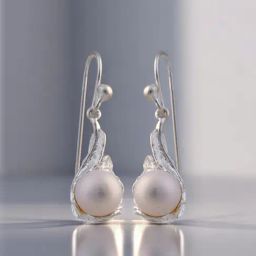 Rihi by P.C. Chandra Jewellers 925 Silver Leafy Pearl Drop Earring-image-91