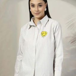 Melon By plusS White Cotton Striped Shirt-image-53