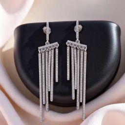 Rihi by P.C. Chandra Jewellers 925 Silver Studded Chandelier Earring-image-12
