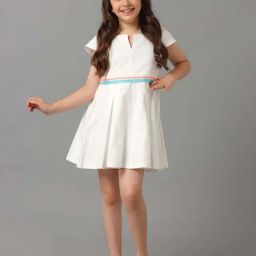 Under Fourteen Only Kids White Cotton Printed Dress-picture-8