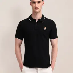 U.S. Polo Assn. Black Cotton Slim Fit Polo T-Shirt-picture-23