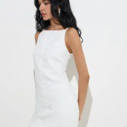 Vark by Westside White Polka Dotted Straight Kurti-image-3