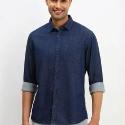 Allen Solly Navy Regular Fit Texture Shirt-picture-15
