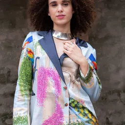 ROOH by SHIVANI Printed Notched Lapel Collat Blazer & Trousers Co-Ords Set image 2