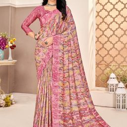 LeeliPeeri Women Silk Crepe And Printed Saree With Unstitched Blouse Piece-45