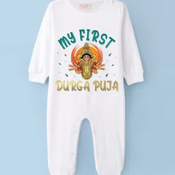 BLUSHES Infants My First Durga Puja Printed Pure Cotton Romper-picture-40