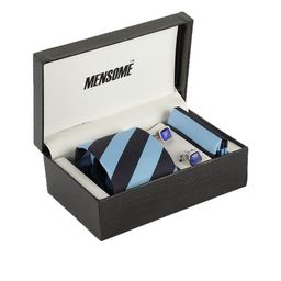 MENSOME Men Blue & Black Striped Accessory Gift Set-image-87