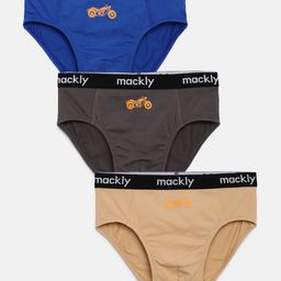 Mackly Pack Of 3 Bike Printed Briefs - Blue Brown & Beige-image-7