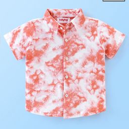 Babyhug 100% Cotton Knit Half Sleeves Tie & Dye Print Shirt - Orange-image-16