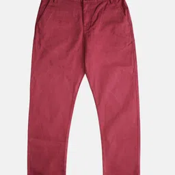 Kiddopanti Solid Button Down Pant - Maroon-picture-24