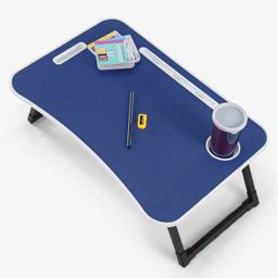 Smart Multipurpose Foldable Laptop Table with Cup Holder Solid Colour  - Blue-8