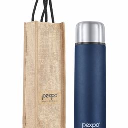 Pexpo Flamingo|ISI Certified|Vacuum Insulated Hot & Cold Stainless Steel Flask |Jute Bag|- 500ml Denim Blue |Steel Bottle|Thermoflask|Leak Proof|Travelling|School & Trekking|Office|Men, Women & Kids-image-98