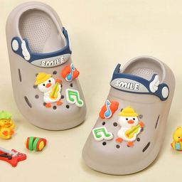 Yellow Bee Duck Applique Detailed Perforated Clogs - Grey-picture-28