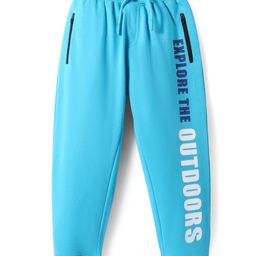 Pine Kids Knit Full Length Lounge Pant with Text Print - Light Blue-picture-4
