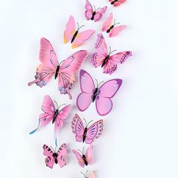 JAAMSO ROYALS Light Pink 3D Magnet Wall Sticker 12 Piece Butterfly Sticker Sheet 12 CM-20