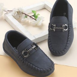Cute Walk by Babyhug Slip On Solid Coloured Loafers With Applique - Navy Blue-image-88