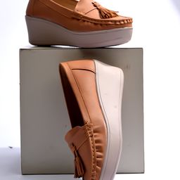 Shoetopia Tassels Embellished Colour Blocked Slip On Loafers - Tan-image-42