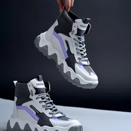 Shoetopia Colour Blocked Shoes - Grey & White-picture-7