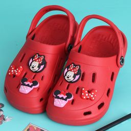 Yellow Bee Disney Mickey Mouse & Friends Featuring Minnie Mouse Applique Detailed Perforated Clogs - Red-picture-21
