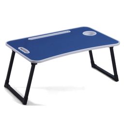 fab n funky Smart Multipurpose Foldable Laptop Table with Cup Holder Solid Colour  - Blue image 4