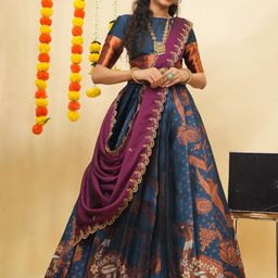 Fabcartz Semi-Stitched Lehenga & Unstitched Blouse With Dupatta-image-59