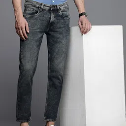 Louis Philippe Jeans Men Mid-Rise Smart Skinny Fit Heavy Fade Acid Wash Stretchable Jeans-picture-3