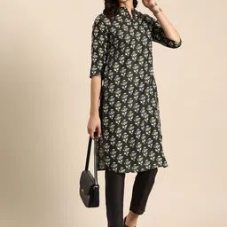 Anouk Women Floral Printed Regular Pure Cotton Kurta with Trousers-image-21