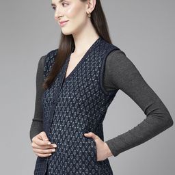Cayman Women Self Design Woollen Sweater Vest-2