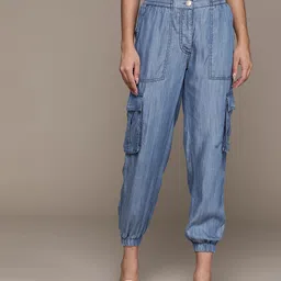 Label Ritu Kumar Women Relaxed Cargo Joggers Trousers-image-0