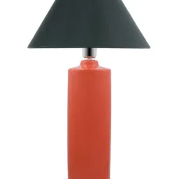 Homesake Orange Ceramic Base Table Lamp with Green Cone Shade (Bulb Included) - Set of 1 image 2
