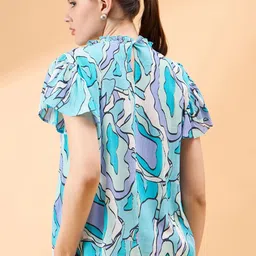 all about you Print Flutter Sleeve Crepe Top image 5