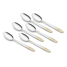 FnS Magna Silver & Gold Stainless Steel Dinner Spoon - Set of 6-15